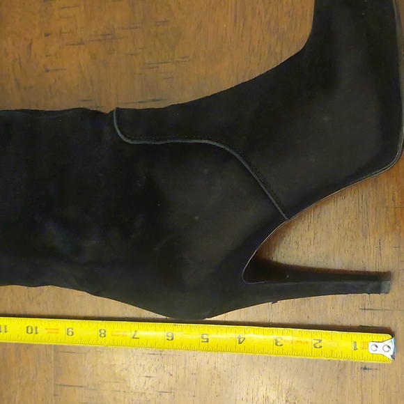 Over-the-knee Black Suede High Heel Boots - Picture 11 of 15